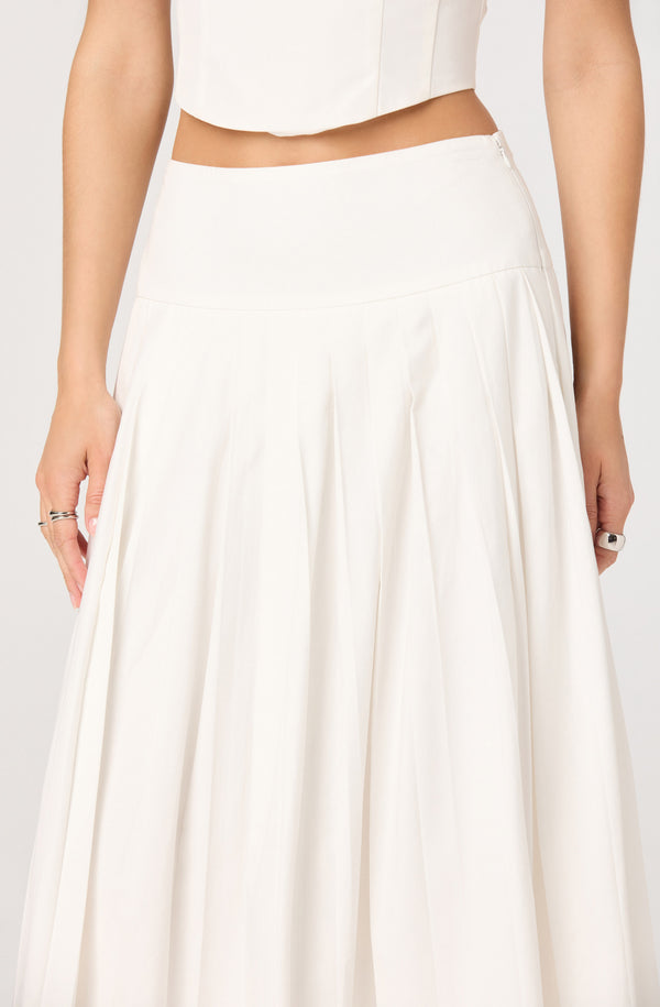 Aubrianna Pleated Drop-Waist Midi Skirt - ASTR the Label
