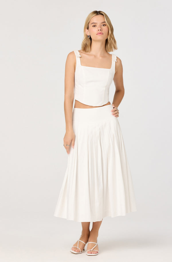 Aubrianna Pleated Drop-Waist Midi Skirt - ASTR the Label