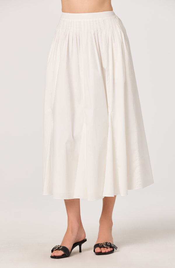 Sidra Cotton Knife Pleat Godet Midi Skirt - ASTR the Label