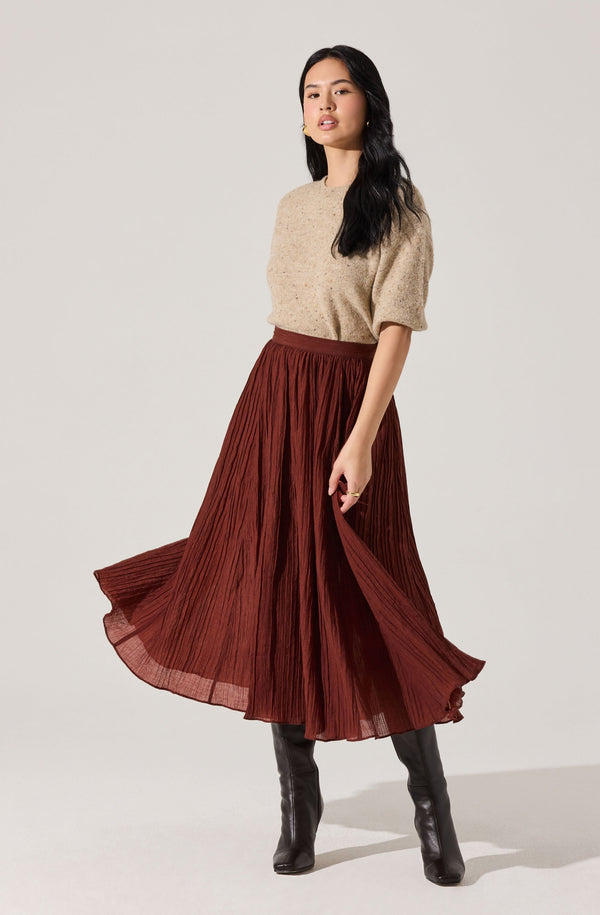 Salome Pleated Flare Midi Skirt - ASTR the Label