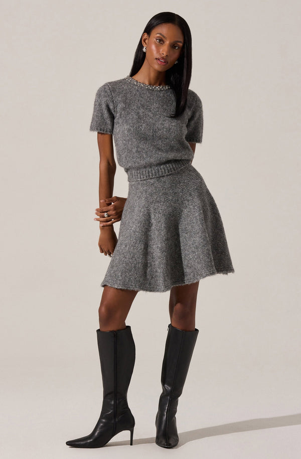 Malvie Flared Mini Sweater Skirt - ASTR the Label Malvie Flared Mini Sweater Skirt - ASTR the Label