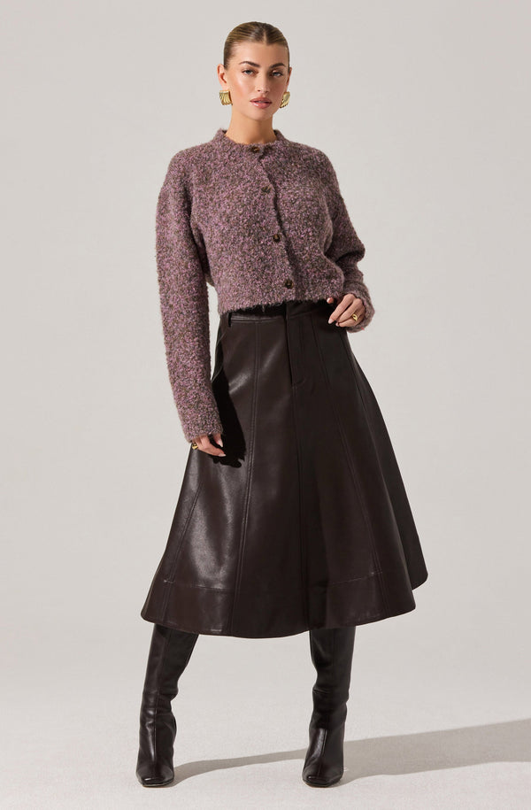Zhuri Faxu Leather Midi Skirt - ASTR the Label Zhuri Faxu Leather Midi Skirt - ASTR the Label
