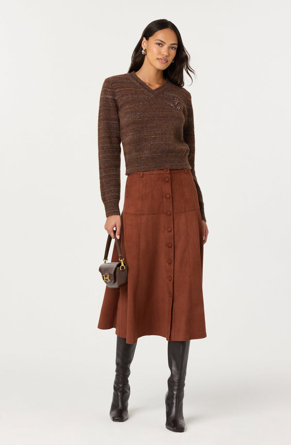 Zoya Faux Suede Midi Skirt - ASTR the Label