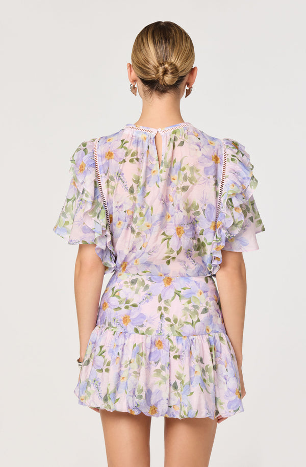 Alea Floral Drop-Waist Bubble Mini Skirt - ASTR the Label Alea Floral Drop-Waist Bubble Mini Skirt - ASTR the Label