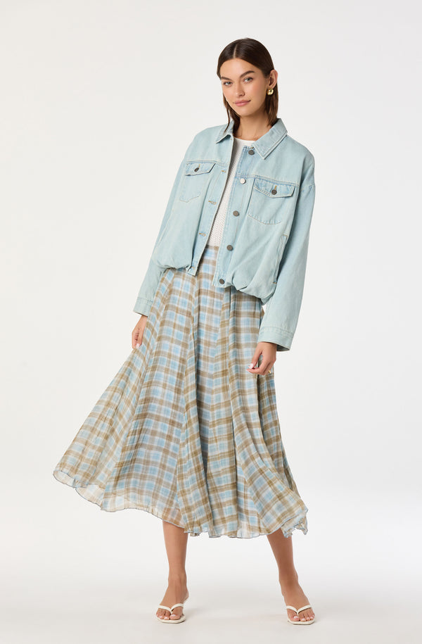スカート MILK Check Pleats Skirt Blue & Beige Fiori Pleated Maxi Skirt - ASTR the Label