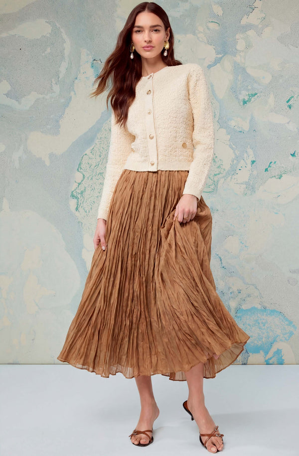 L'AppartementKnit Flare Skirtベージュ36 Fiori Flared Pleated Maxi Skirt - ASTR the Label