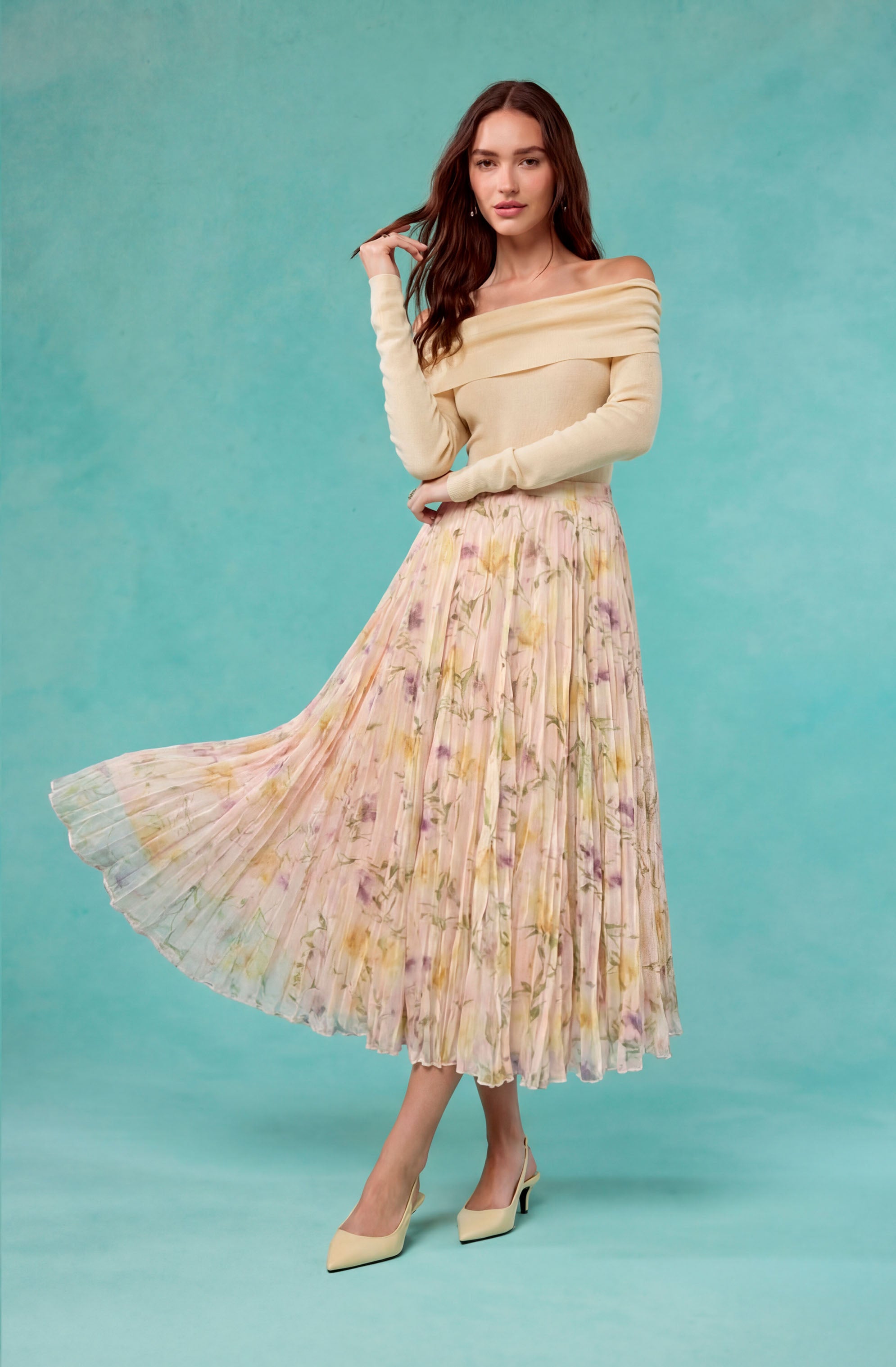 herlipto Grasse Floral Pleated Dress｜Invisiblenomorebook.com