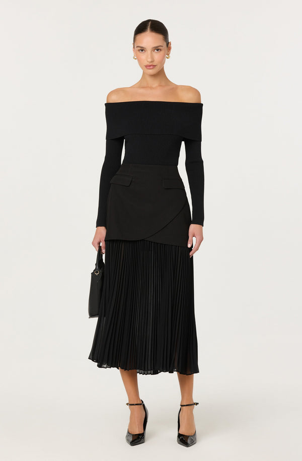 Deaile Contrast Layered Pleated Skirt - ASTR the Label