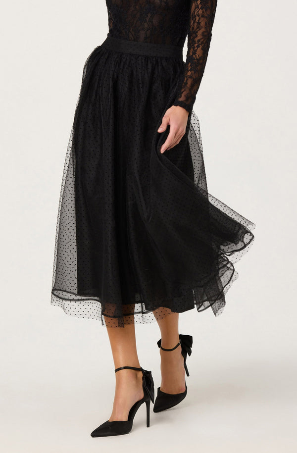 Lela Polka Dot Layered Midi Skirt - ASTR the Label Lela Polka Dot Layered Midi Skirt - ASTR the Label