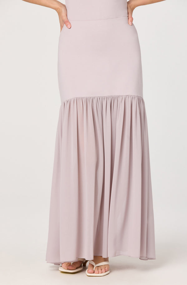 sachin and babi light blue dress Astr The Label | Aloyse Contrast Drop-Waist Maxi Skirt in Dusty Lavender