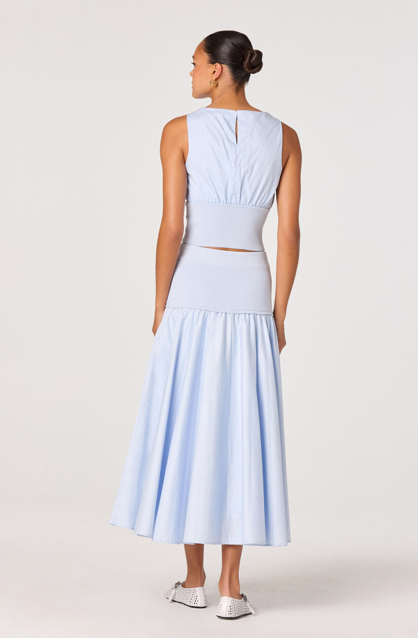 sachin and babi light blue dress Thesan Mixed Media Drop-Waist Midi Skirt