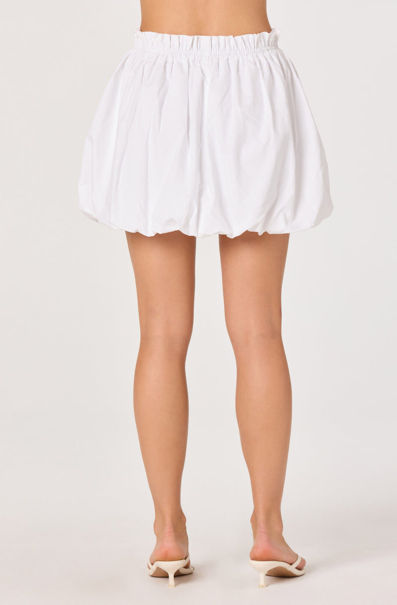 White puffed skirt with an elastic waistband.