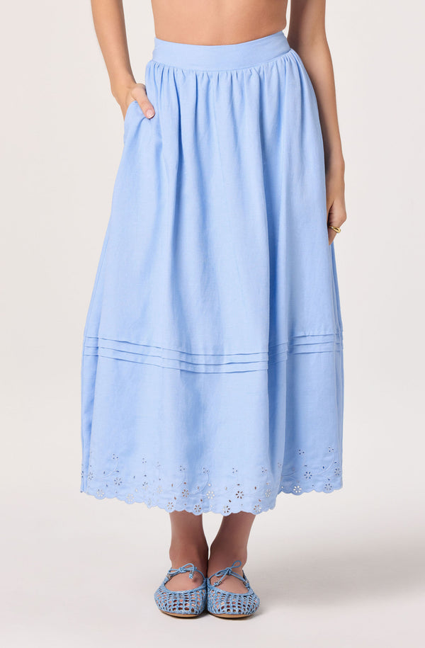 Shelly Eyelet Hem Linen Midi Skirt - ASTR the Label