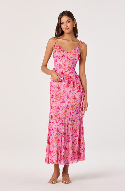 Mejra Floral Godet Knit Midi Skirt