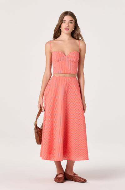 Myria Print Linen A-Line Midi Skirt