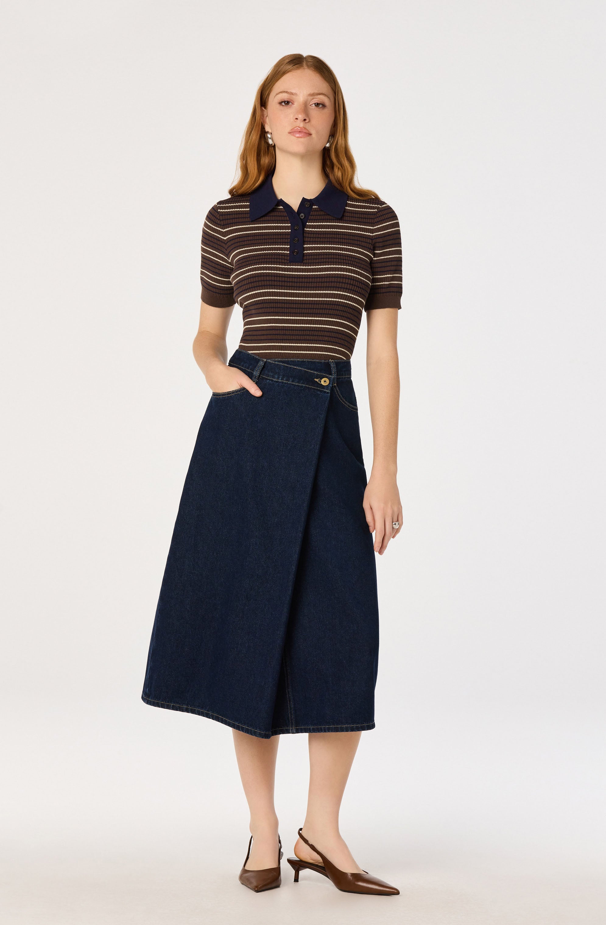 Pearl Denim Midi Skirt - ASTR the Label