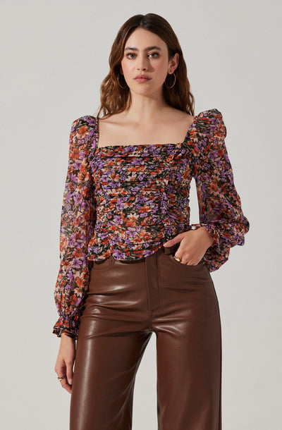 Tonina Floral Square Neck Puff Sleeve Top