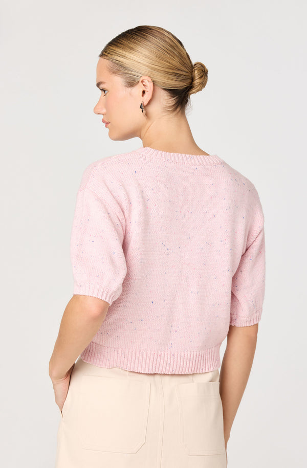 新品　STINA closet candy puff blouse / pink Elsa Satin Puff Sleeve Top