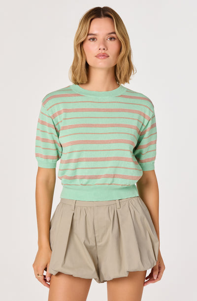 Colette Striped Knit Crew Neck Sweater