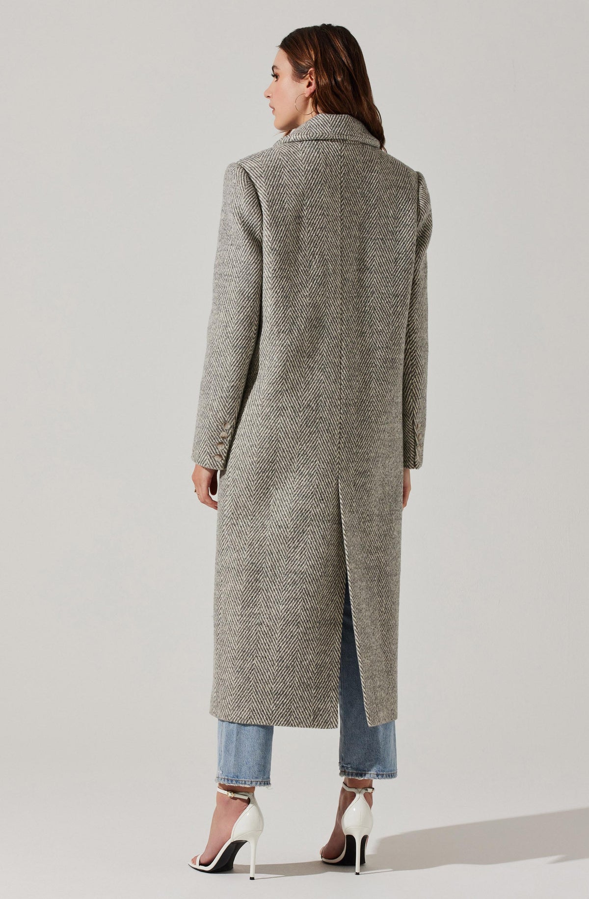 Grey shop boucle coat