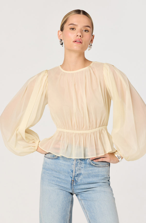 【Ameri vintage】PUFF SLEEVE LAYERED TOP Khaleesi Embroidered Smocked Neck Puff Sleeve Top | Jane.com