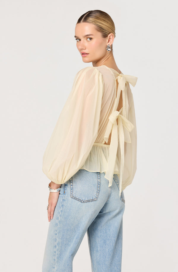 Amie Shirred Balloon Sleeve Peplum Top - ASTR the Label