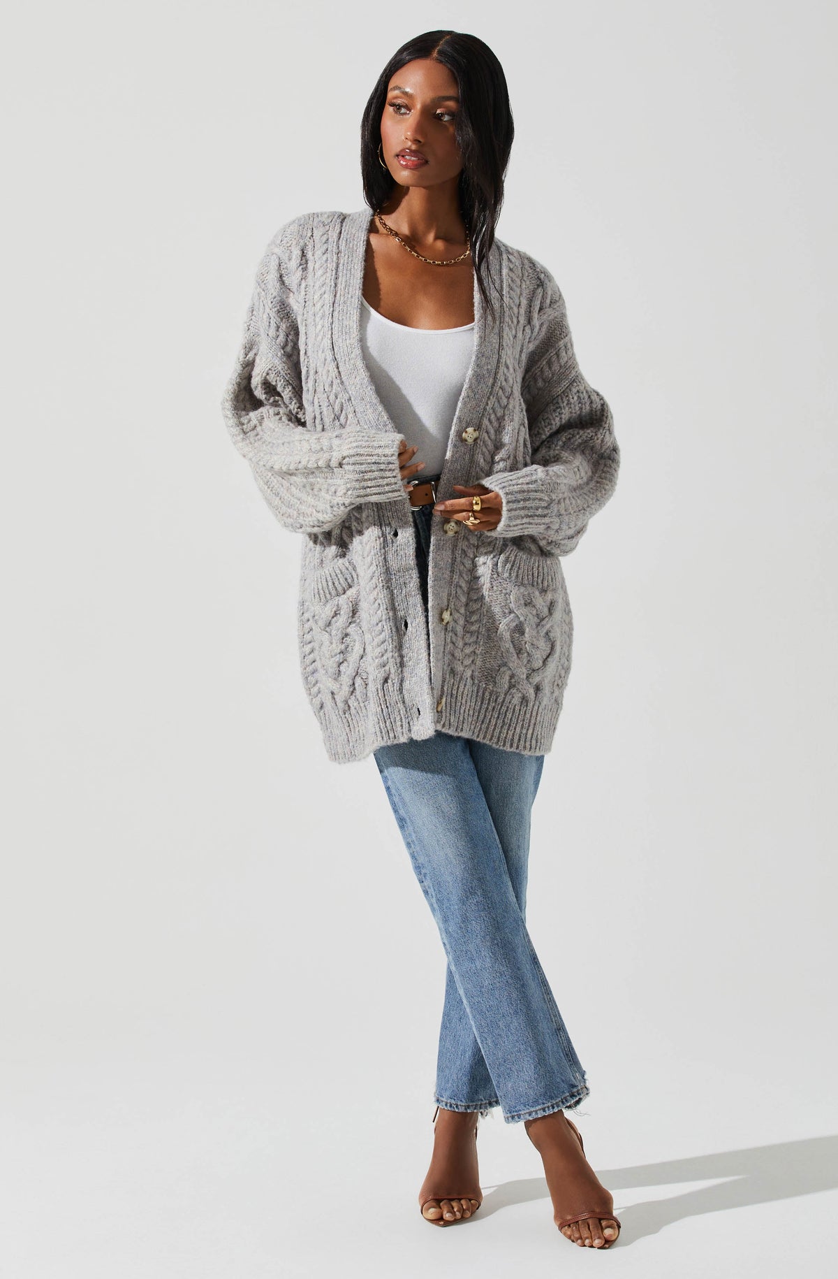 Charli Cable Knit Oversized Cardigan Sweater – ASTR The Label