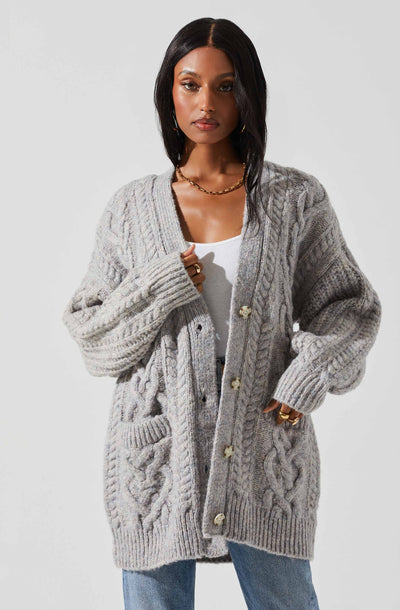 Charli Cable Knit Oversized Cardigan Sweater – ASTR The Label