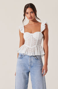 Baylin Eyelet Peplum Corset Top - ASTR the Label