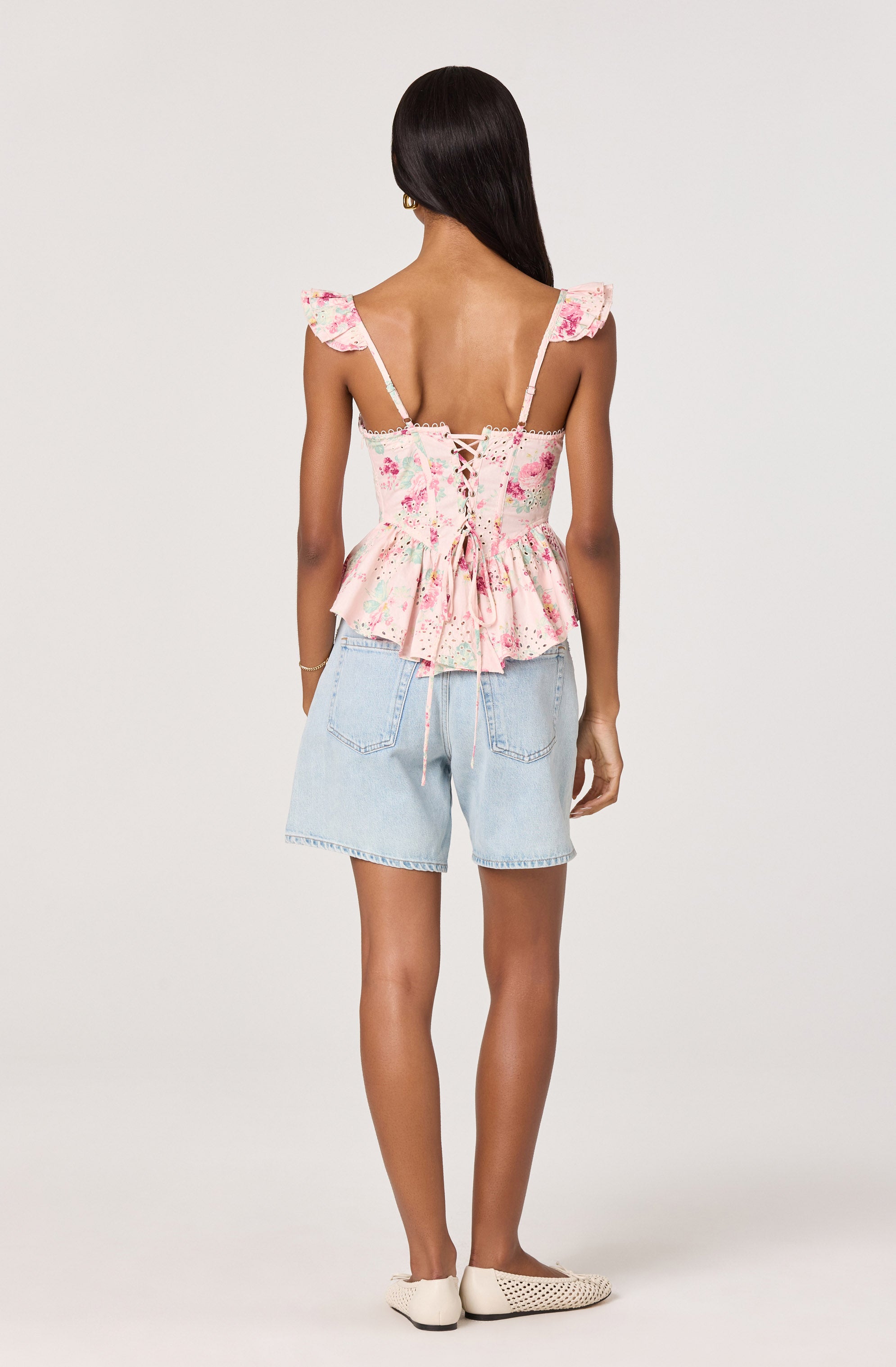 Baylin Eyelet Corset Peplum Top - ASTR the Label
