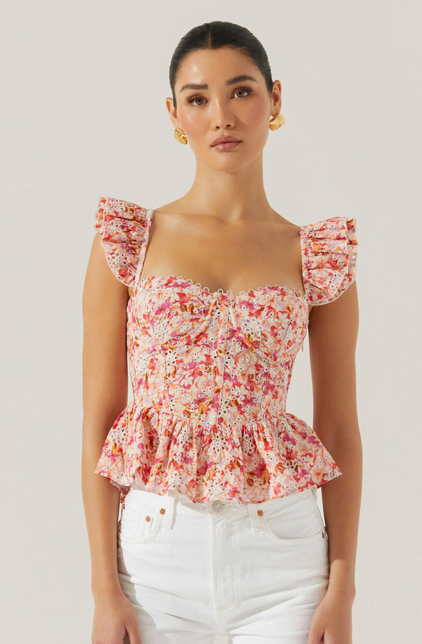 【新品】bordersatbalcony BALLOON PEPLUM TANK Baylin Floral Peplum Top - ASTR the Label