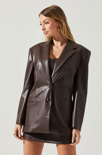 Ezra Faux Leather Oversized Blazer
