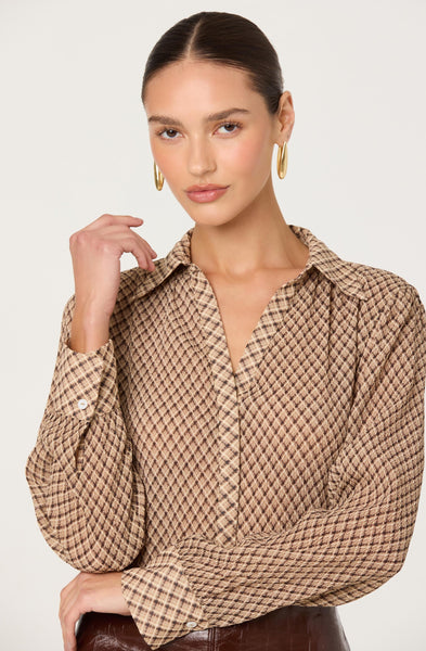 Laurel Diamond Print Long Sleeve Top - ASTR the Label