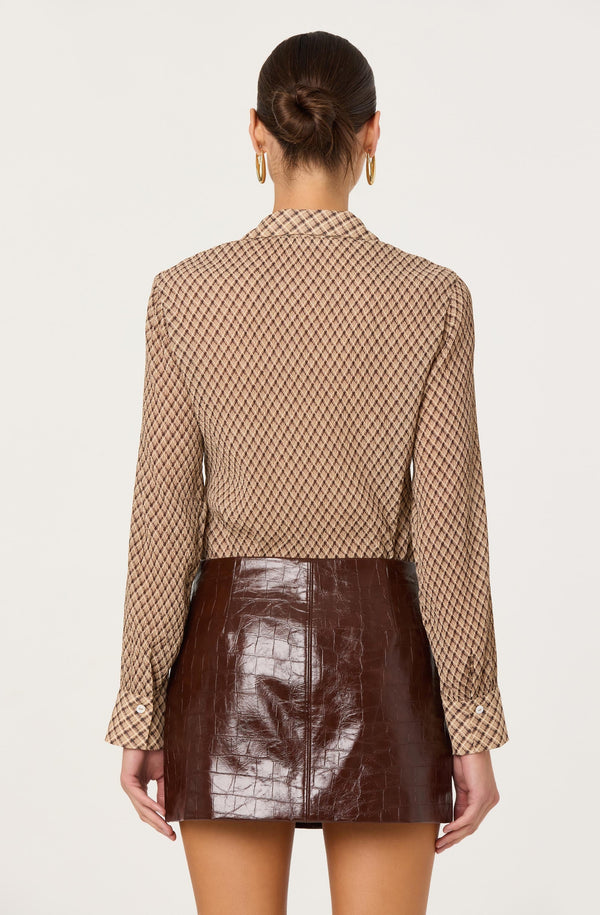 Laurel Diamond Print Long Sleeve Top - ASTR the Label