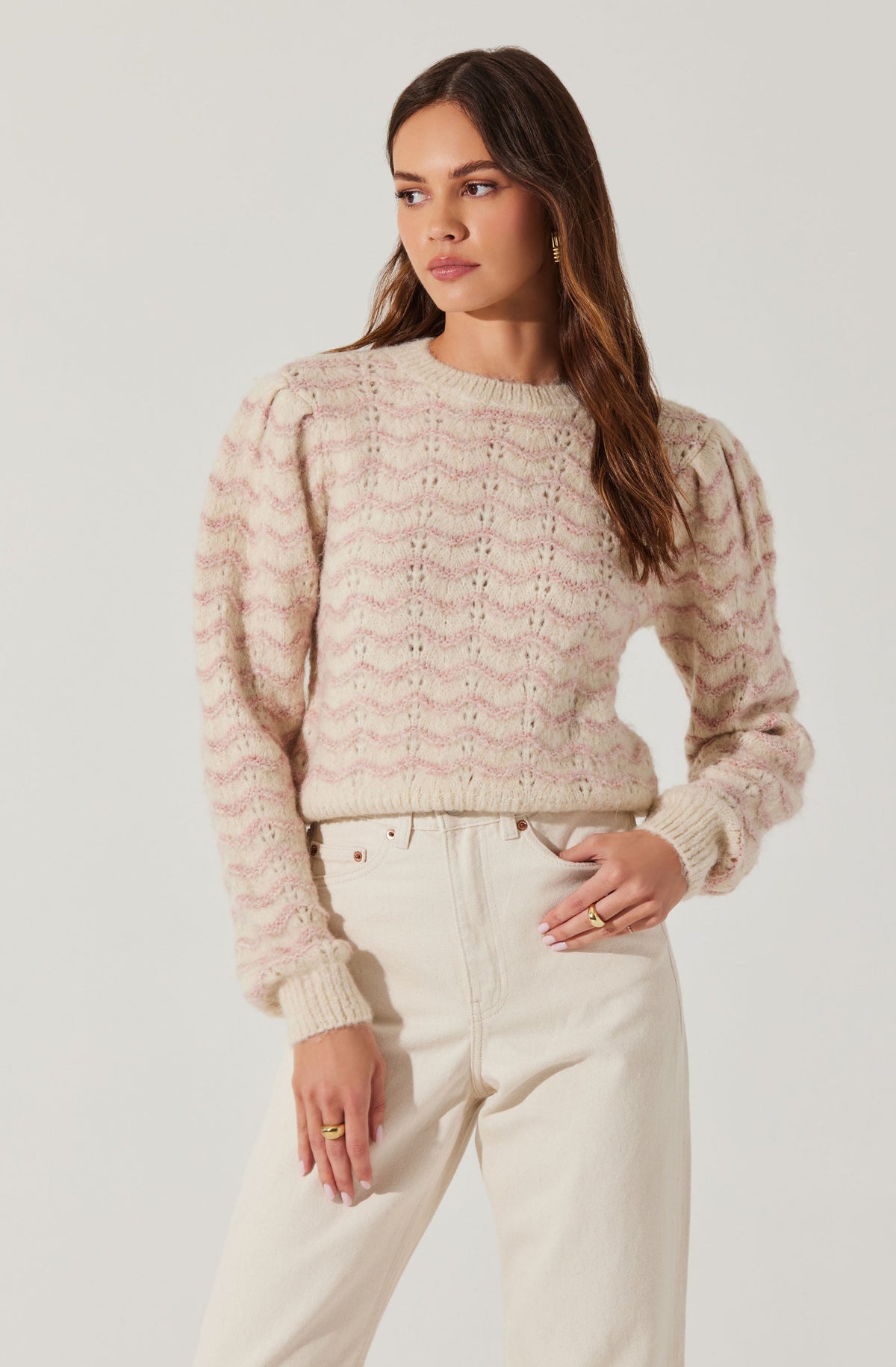 Jaylani Striped Pointelle Sweater– ASTR the Label