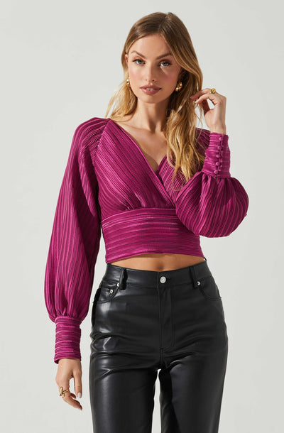 Pernilla Pleated Long Sleeve Top