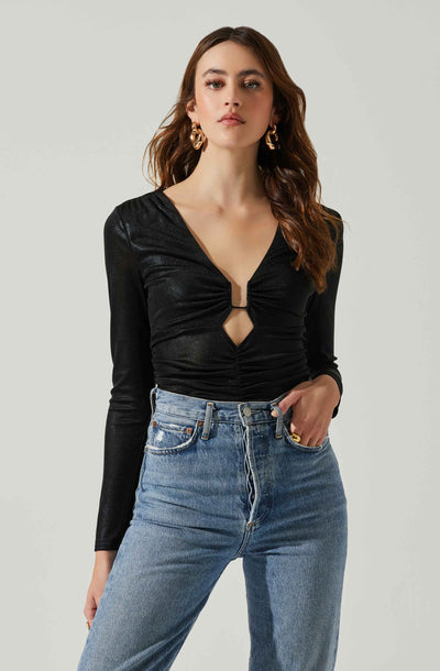 Josie Front Cutout Long Sleeve Bodysuit