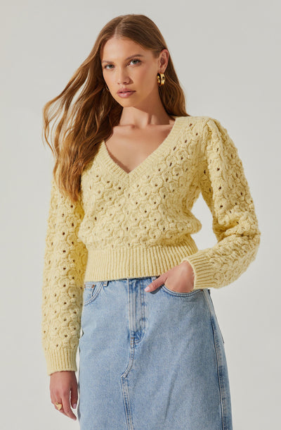 Bianca V Neck Pointelle Sweater