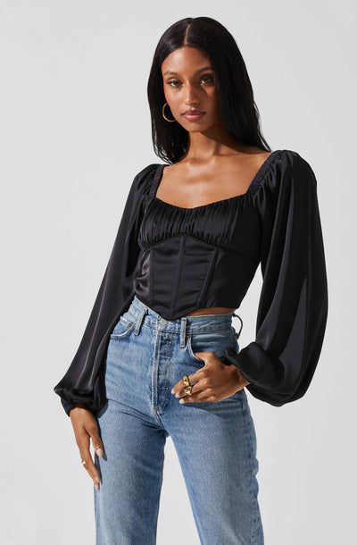 Penny Ruched Bust Long Sleeve Top