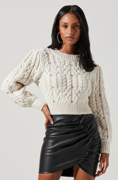 Edith Embellished Cable Knit Sweater