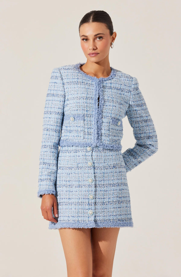 その他 type V lucky / light blue tweed Milena Tweed Contrast Trim Jacket - ASTR the Label