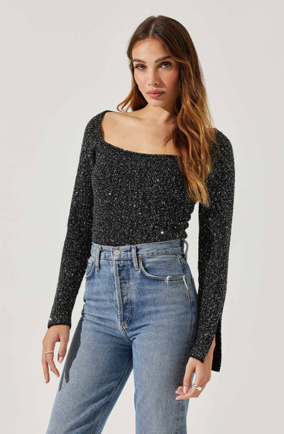 Marina Embellished Square Neck Sweater