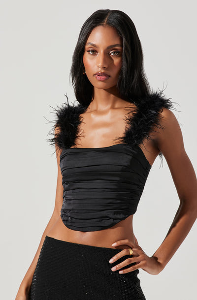 Taite Feather Trim Corset Top