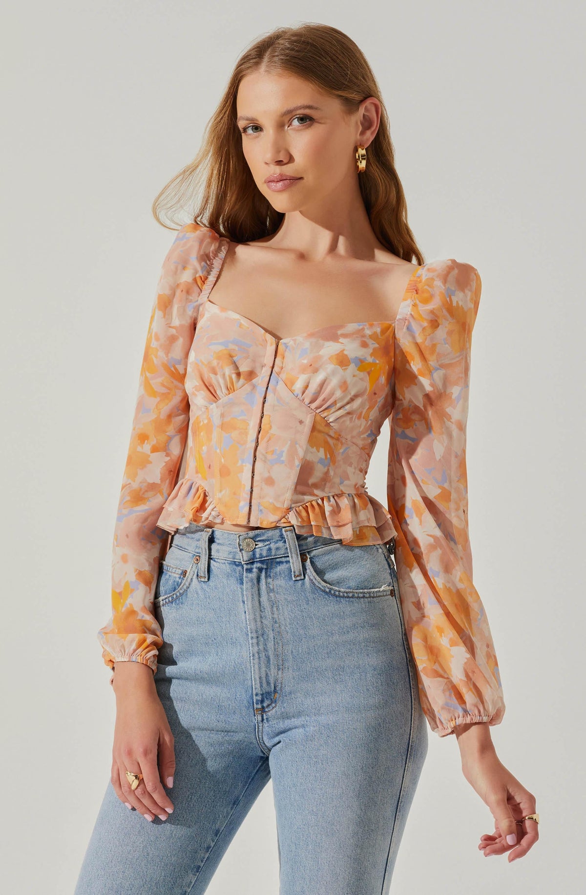 Pridget Floral Corset Puff Sleeve Top – ASTR The Label