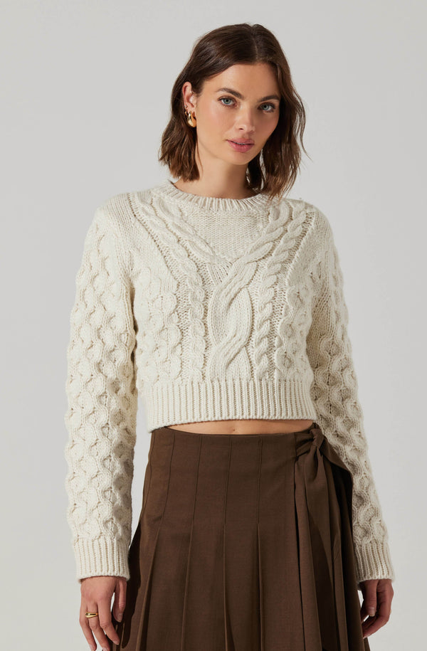 Caila Cable Knit Cropped Sweater - ASTR the Label