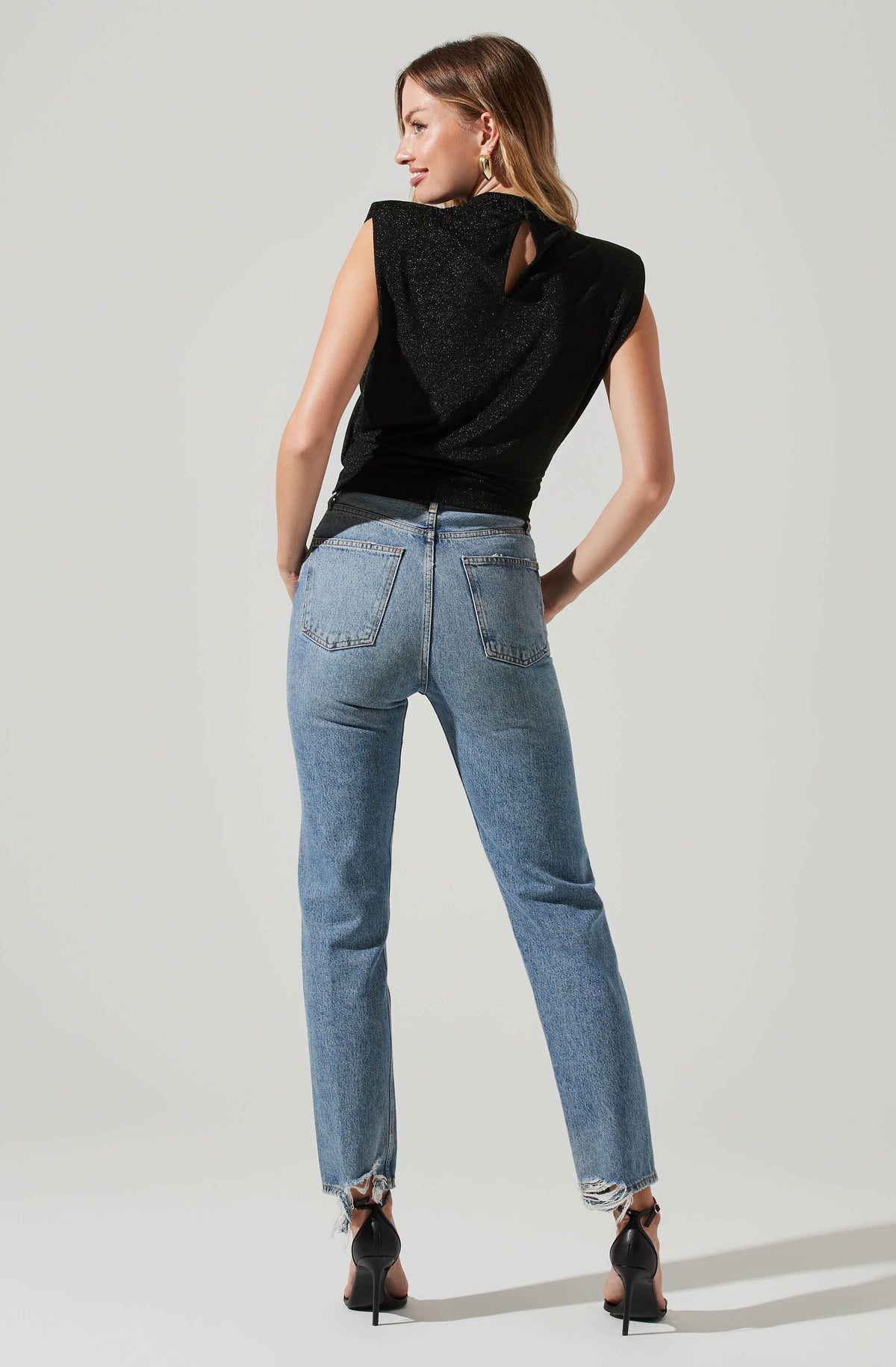 draped mock neck top