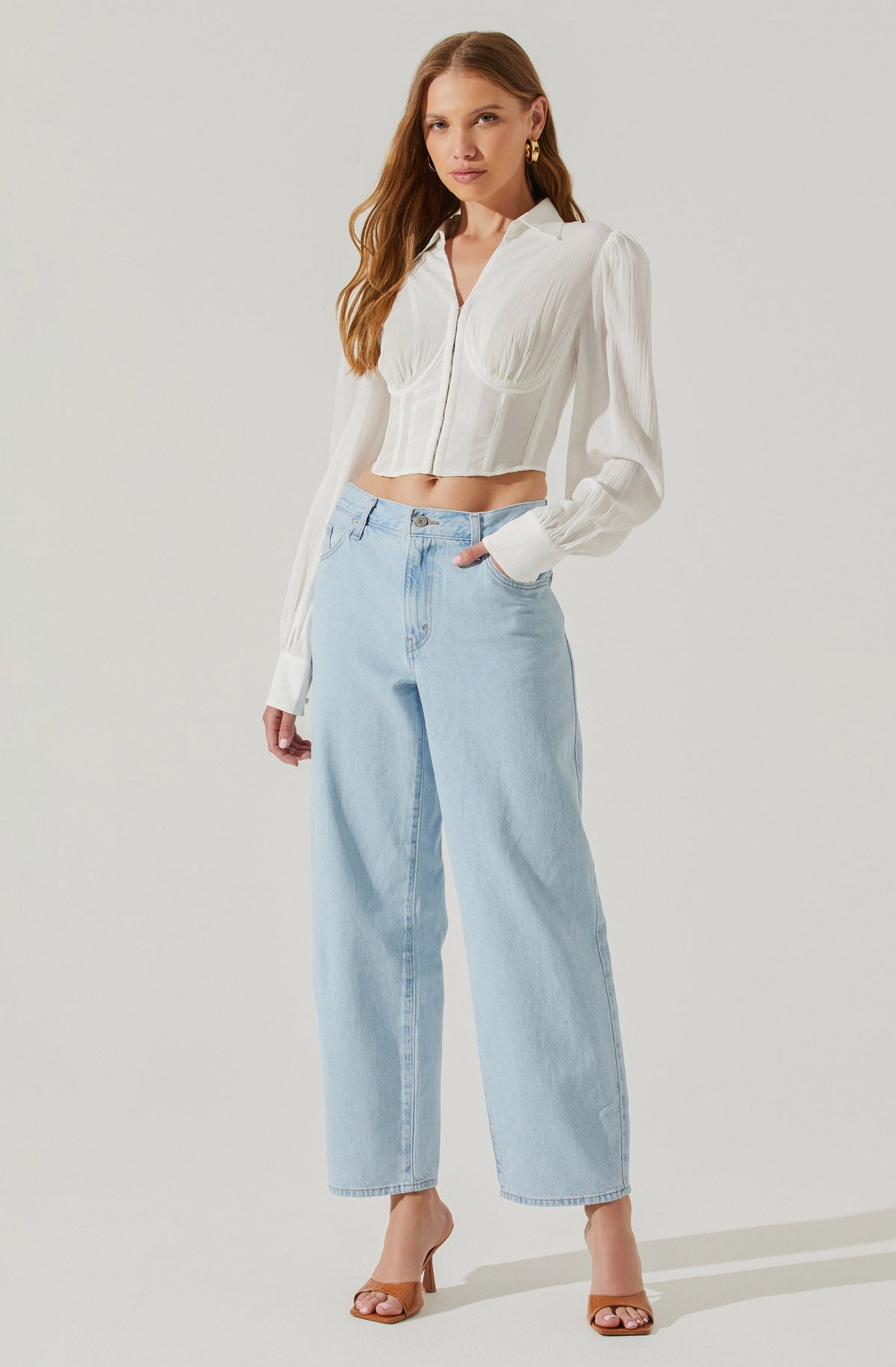 White long online sleeve corset top