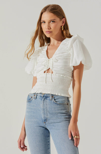 Itzyana Ruched Puff Sleeve Top