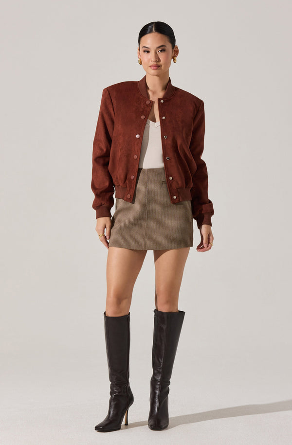 Olenna Faux Suede Bomber Jacket - ASTR the Label