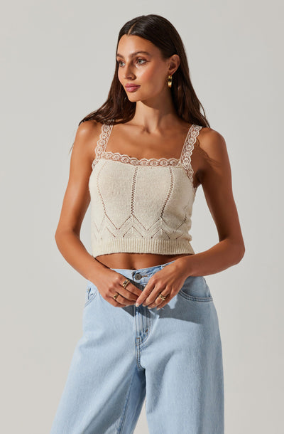 Arlie Lace Trimmed Sweater Tank